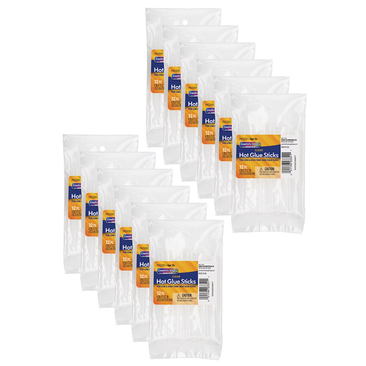 Hot Glue Sticks, Clear, 4 X 0.3125, 12 Per Pack, 12 Packs